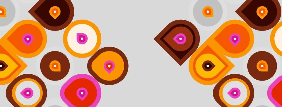 Abstract pattern features overlapping circles, warm colors, beige background. 스톡 일러스트
