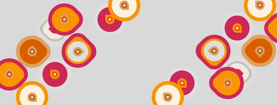 Abstract pattern features overlapping circles. Colors include orange, pink, 스톡 일러스트