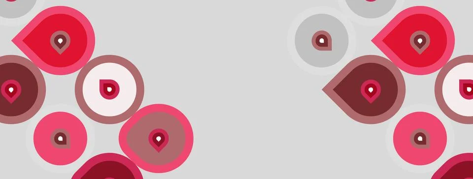 Abstract pattern features overlapping circles, varying shades pink. Location Stock Illustration