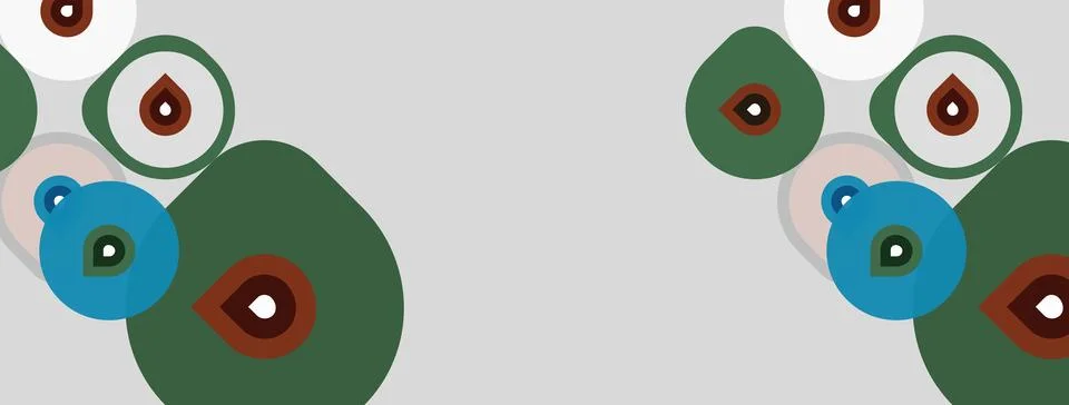 Abstract pattern features overlapping circles, various hues. Minimalist desig 스톡 일러스트