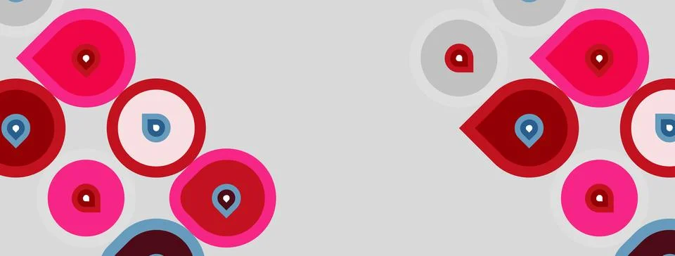 Abstract pattern features overlapping circles, varying shades pink, gray Stock Illustration