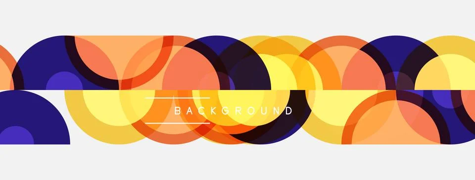 Abstract pattern features overlapping circles. Warm colors dominate design, Stockillustratie