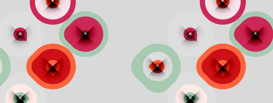 Abstract pattern features overlapping circles, varying sizes, soft colors. 스톡 일러스트