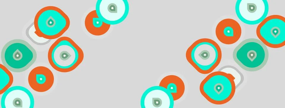 Abstract pattern features overlapping circles. Turquoise, orange hues dominat Stock Illustration