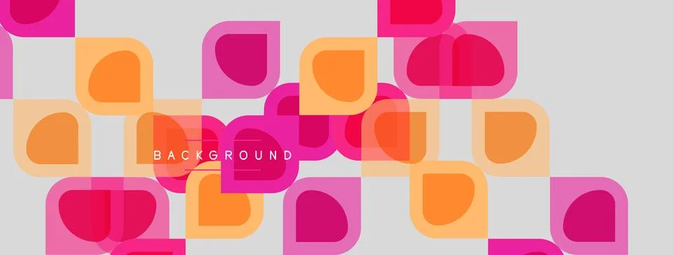 Abstract pattern features overlapping circles, pinks, oranges, beige tones. 스톡 일러스트