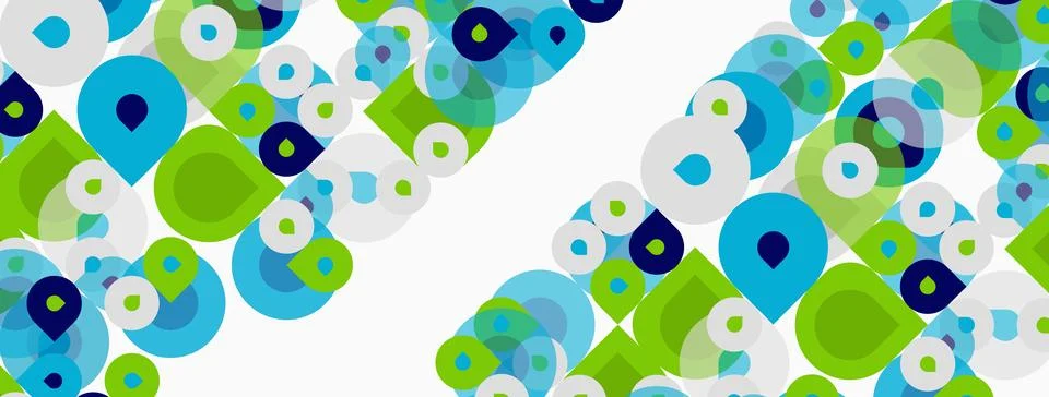 Abstract pattern features overlapping circles. Colors include blue, green, .. 스톡 일러스트