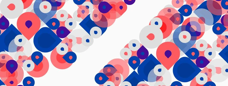 Abstract pattern features overlapping circles. Pink, purple, blue hues domina 스톡 일러스트