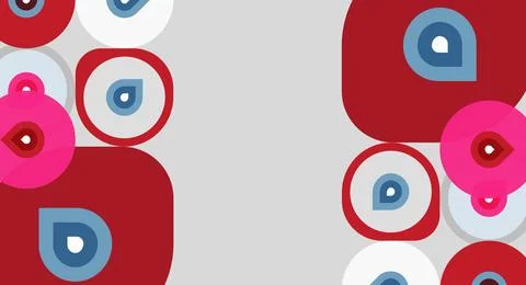Abstract pattern features overlapping circles, varying shades red, pink, gray Illustrazione stock