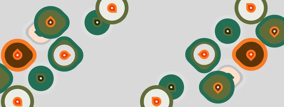 Abstract pattern features overlapping circles, varying sizes, muted colors. Stock Illustration
