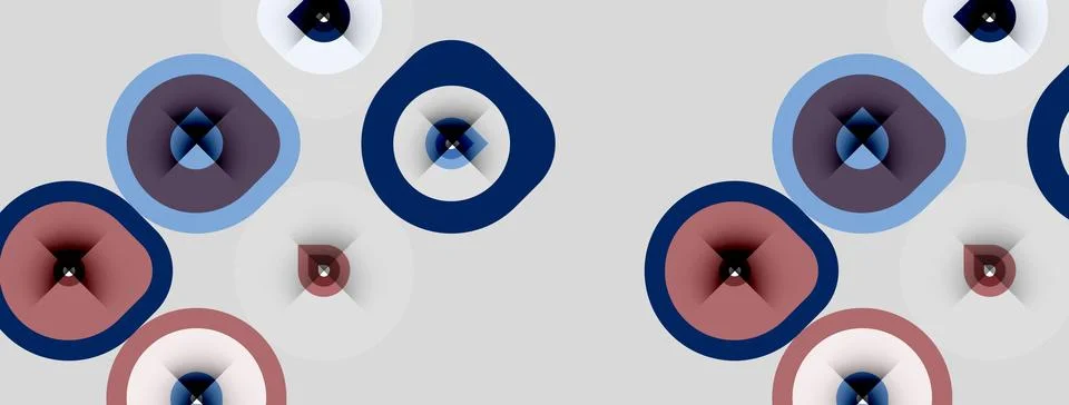 Abstract pattern features overlapping circles, varying shades. Soft colors Ilustración de archivo