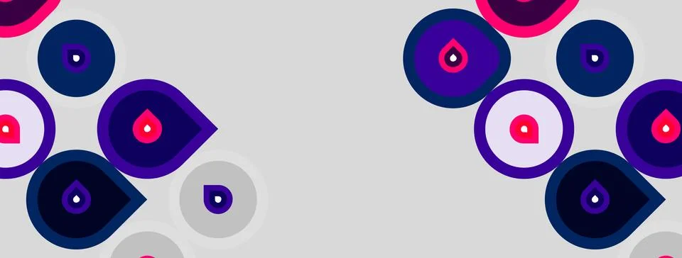 Abstract pattern features overlapping circles, varying shades purple, pink. Stock Illustration
