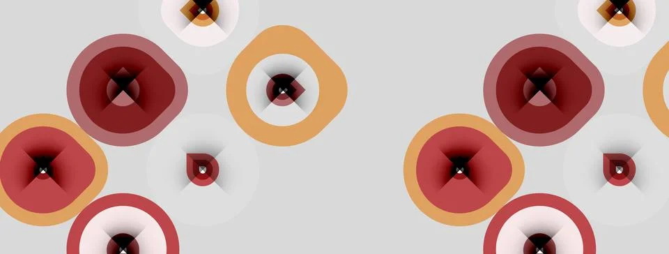 Abstract pattern features overlapping circles, varying shades brown, peach,.. 스톡 일러스트