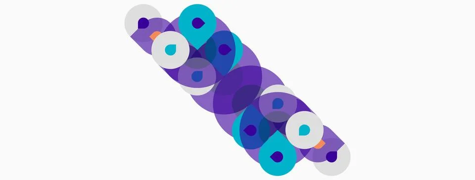 Abstract pattern features overlapping purple, blue circles. Design suggests イラスト素材