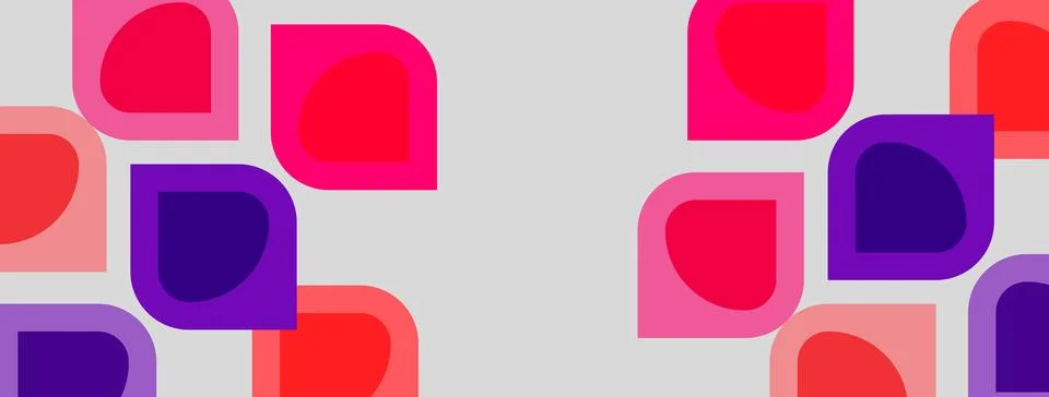 Abstract pattern features overlapping rounded squares. Colors include pinks, Stock Illustration
