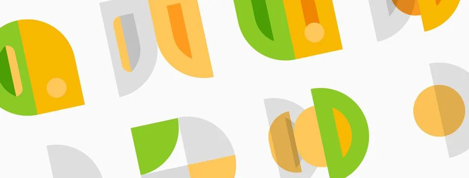 Abstract pattern features overlapping semicircles, various muted colors. Simp Stock Illustration