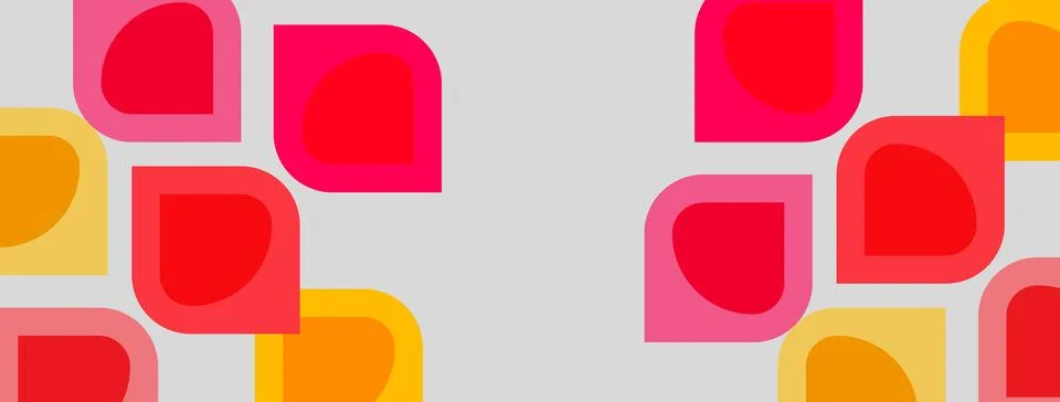Abstract pattern features overlapping squares, rectangles, rounded shapes. Stock Illustration
