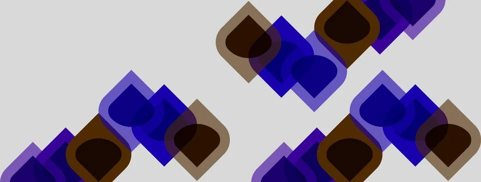 Abstract pattern features overlapping squares. Brown, purple hues dominate .. Stock Illustration