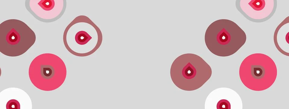 Abstract pattern features pink circles, varying sizes, gray background. Simpl 스톡 일러스트