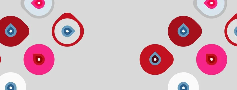 Abstract pattern features pink, red circles. Shapes overlap, creating playful Stock Illustration