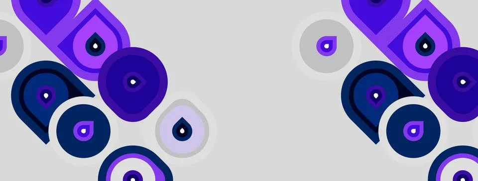 Abstract pattern features purple circles, shapes. Minimalist design with va.. Stockillustratie