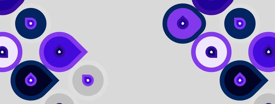 Abstract pattern features purple circles, varying sizes, light gray backgroun Stockillustratie