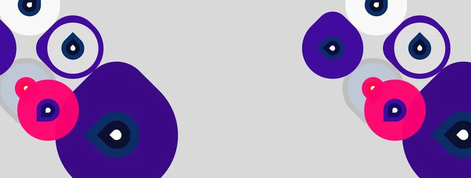 Abstract pattern features purple, pink circles. Eyes, teardrops present on .. Stock Illustration