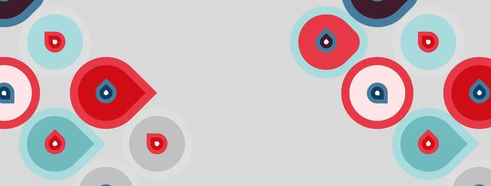 Abstract pattern features red, blue circles. Shapes overlap creating visual イラスト素材