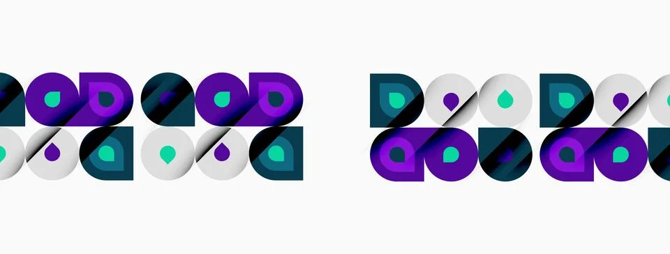 Abstract pattern features repeating blocks. Purple, teal, gray colors create Stock Illustration
