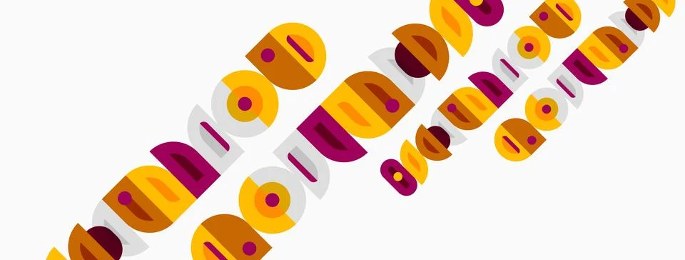 Abstract pattern features repeating circles, squares, rectangles. Colors in.. Stockillustratie