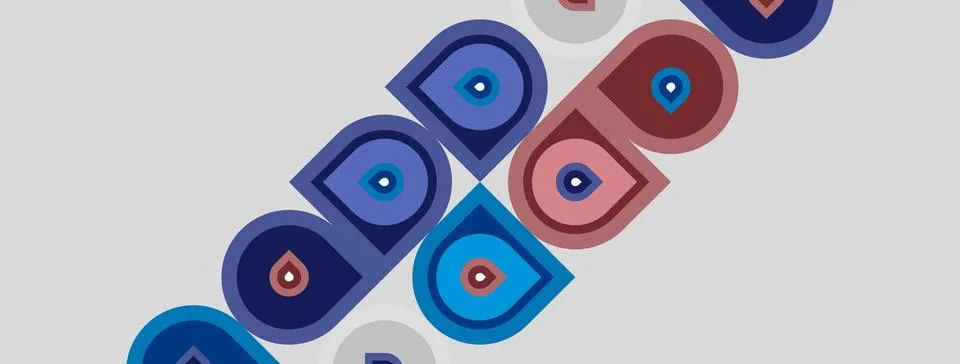 Abstract pattern features repeating circles. Colors include blue, purple, pin 스톡 일러스트