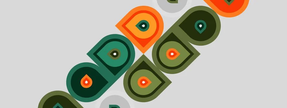 Abstract pattern features repeating circles, various colors, diagonal Stock Illustration