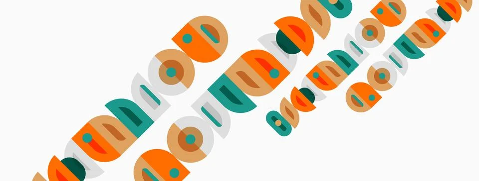 Abstract pattern features repeating oval shapes. Colors include orange, teal, Stock Illustration