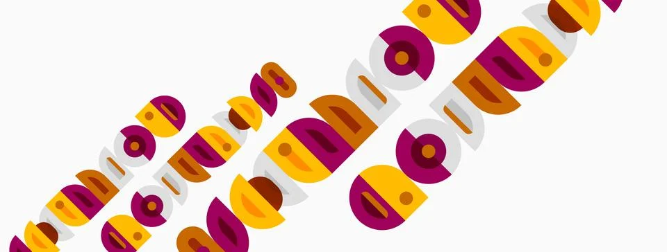 Abstract pattern features repeating oval shapes. Colors include burgundy, gol Stock Illustration