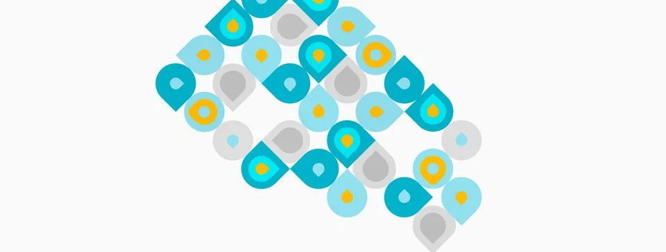 Abstract pattern features repeating rounded shapes. Turquoise, yellow, beige イラスト素材