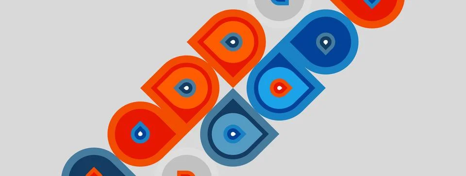 Abstract pattern features repeating rounded squares. Orange, blue colors 스톡 일러스트