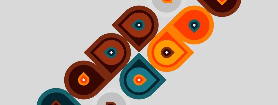 Abstract pattern features repeating rounded squares. Colors include orange, Stock Illustration