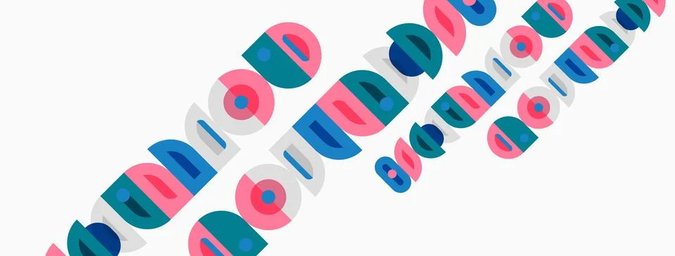 Abstract pattern features repeating shapes, vibrant colors. Design utilizes Stock Illustration