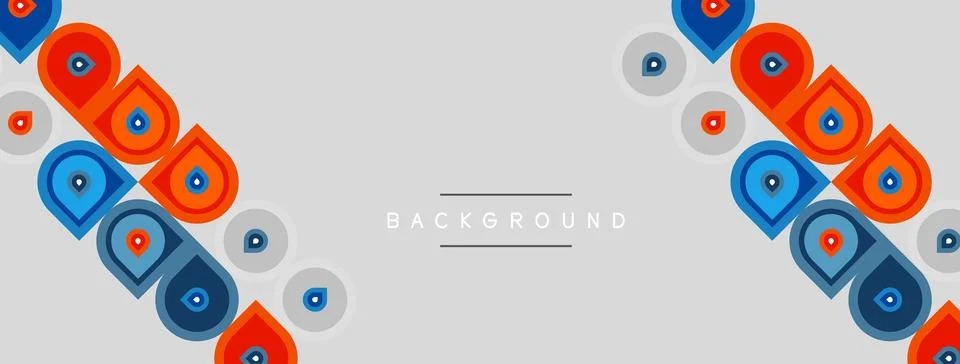 Abstract pattern features repeating shapes. Blue, red, orange colors dominate イラスト素材