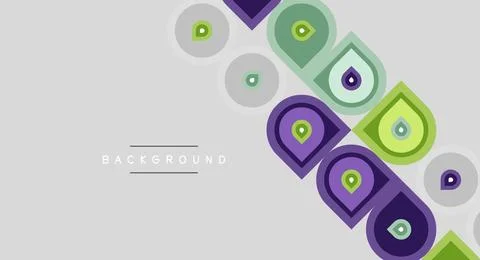 Abstract pattern features repeating shapes. Purple, green, gray tones create Illustrazione stock