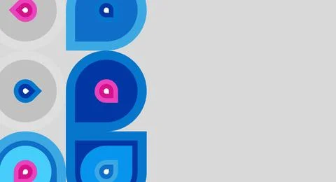 Abstract pattern features repeating shapes, vibrant blues, pinks, grays. 스톡 일러스트