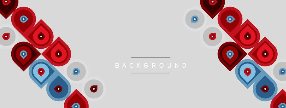 Abstract pattern features repeating shapes, red, blue, gray tones. Minimalist Stock Illustration
