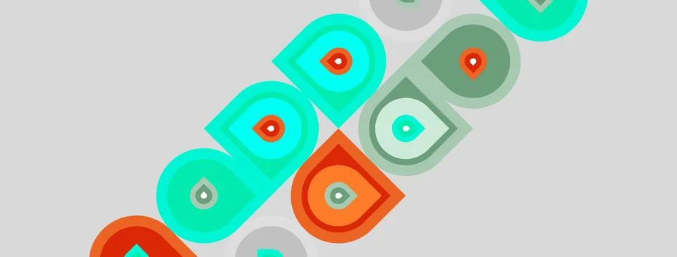 Abstract pattern features repeating shapes. Rectangles, circles combine cre.. Stock Illustration
