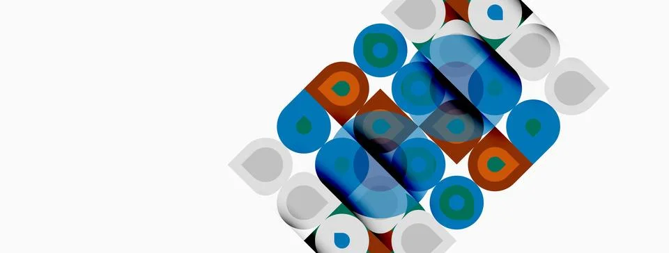 Abstract pattern features rounded rectangles, overlapping colors. Blue, orang Stockillustratie