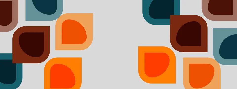 Abstract pattern features rounded rectangles. Colors include orange, brown,.. Stock Illustration
