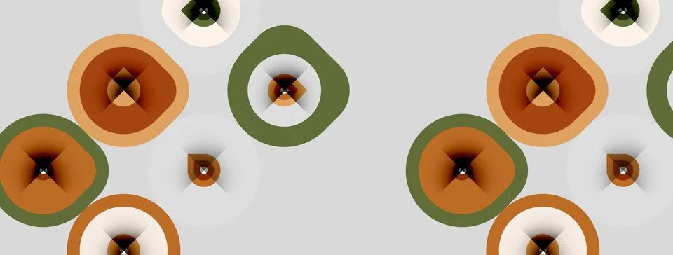 Abstract pattern features rounded shapes, concentric circles, brown tones, イラスト素材