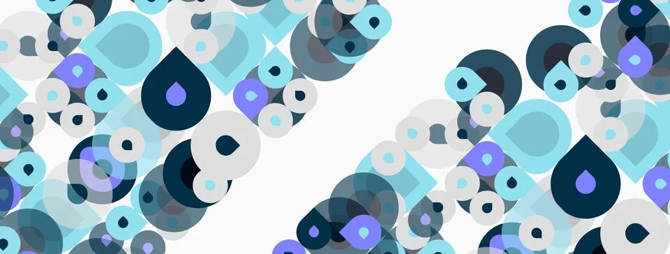 Abstract pattern features rounded shapes, varying shades blue, purple, gray. Stock Illustration