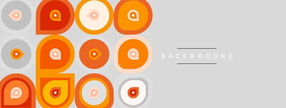 Abstract pattern features rounded shapes, orange tones, gray backdrop. Simple Illustrazione stock