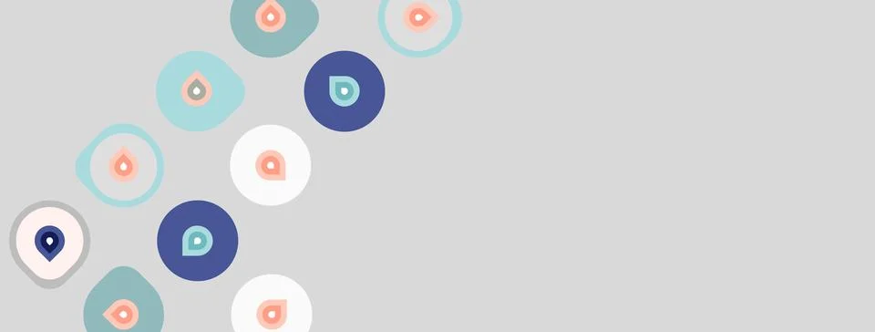 Abstract pattern features rounded shapes, varying colors. Circles contain 스톡 일러스트