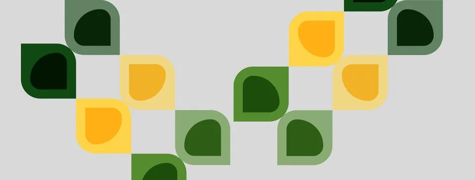 Abstract pattern features rounded shapes, green and yellow hues, light gray Stock Illustration