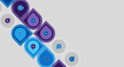 Abstract pattern features rounded shapes, varying shades purple, blue, gray. Stock Illustration